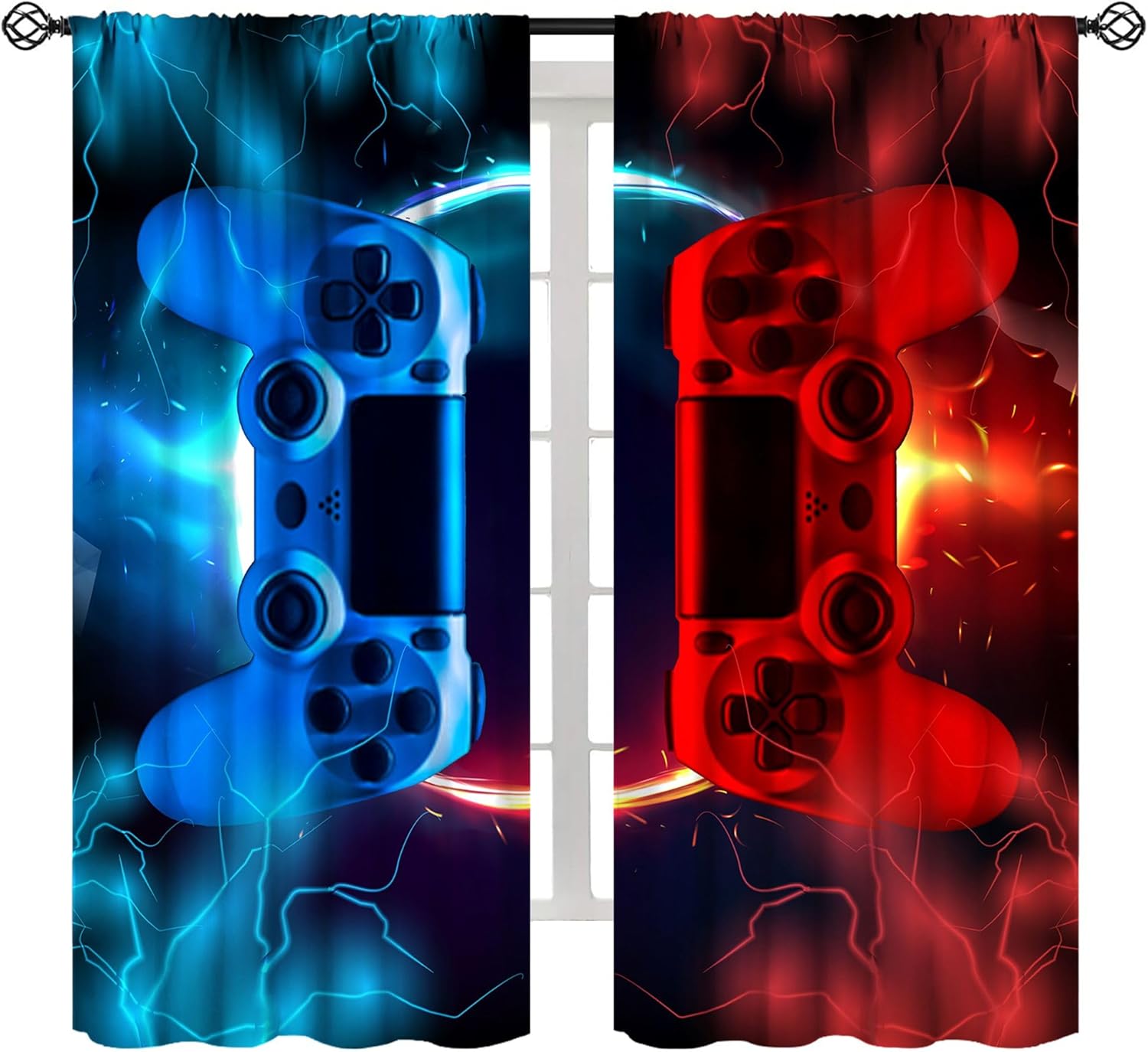 Gaming Curtain Blue Red Arcade - Gaming Console Youtube 评论和价格
